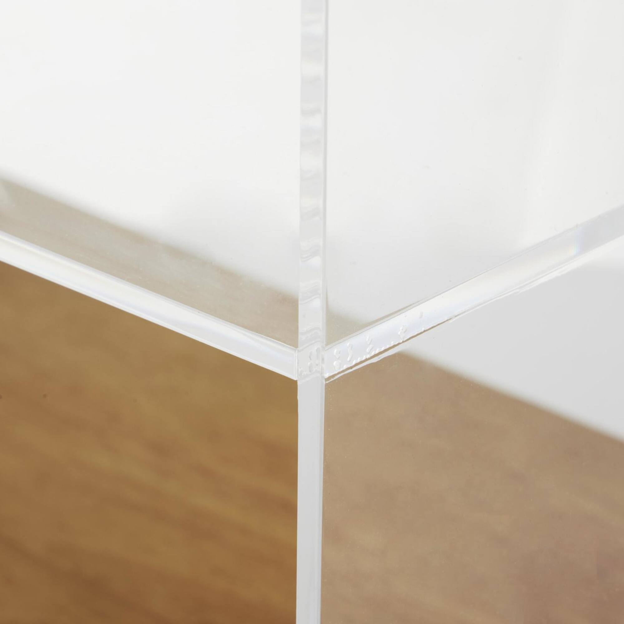 23" Clear Acrylic 1-Shelf Accent Table with Wood Base & Black Legs